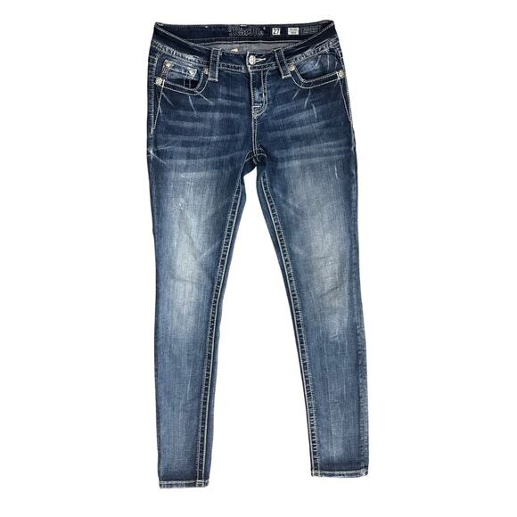 Miss Me Mid Rise Skinny white tab jeans 27 - Picture 2 of 7